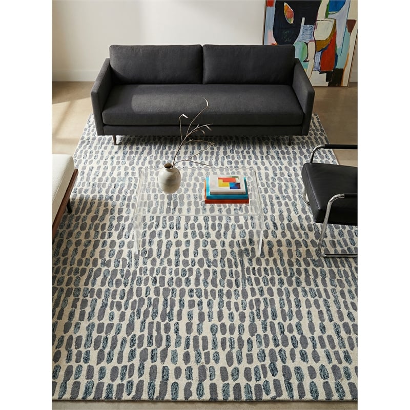 Ink Blot Hand-Tufted New Zealand Wool Black/Gray 8'x10' Area Rug