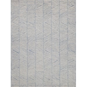 Kascata Hand-Tufted New Zealand Wool Blue/Ivory 6'x9' Area Rug