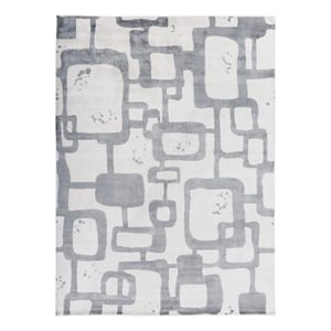 Koda Handloomed Bamboo Silk Ivory/Light Blue/Silver 10'x14' Area Rug