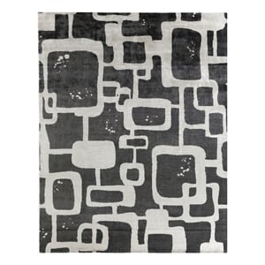 Koda Handloomed Bamboo Silk Gray/Ivory 8'x10' Area Rug
