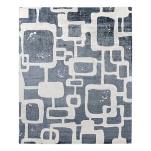 Koda Handloomed Bamboo Silk Denim/Ivory 9'x12' Area Rug