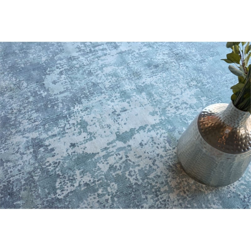 Laguna Handloomed Wool/Bamboo Silk Blue/Multi 9'x12' Area Rug