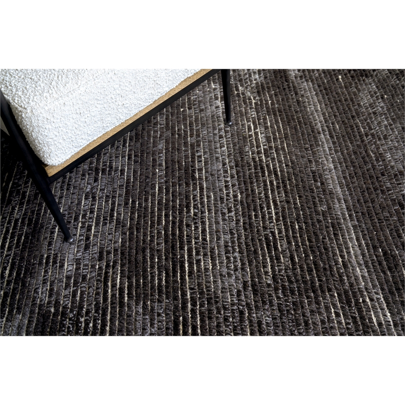 Kaza Hand-Knotted New Zealand Wool Charcoal/Brown 2'x3' Area Rug