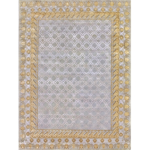 Khotan Hand-Knotted New Zealand Wool Gray/Gold 9'x12' Area Rug