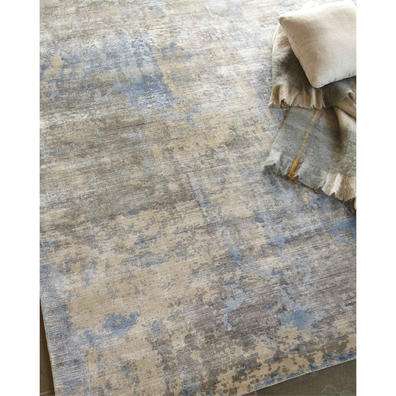 Koda Handloomed Bamboo Silk Blue/Gray 12'x15' Area Rug