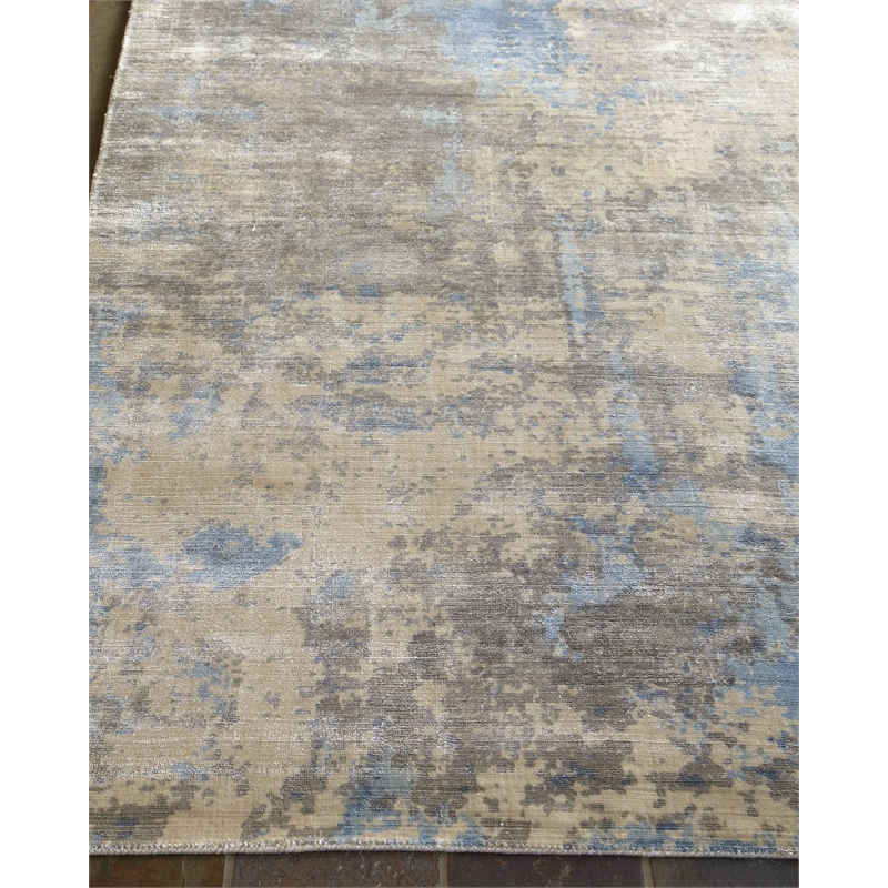 Koda Handloomed Bamboo Silk Blue/Gray 12'x15' Area Rug
