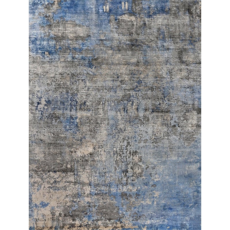 Koda Handloomed Bamboo Silk Blue/Gray 12'x15' Area Rug