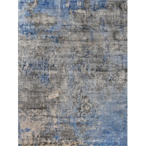 Koda Handloomed Bamboo Silk Blue/Gray 12'x15' Area Rug