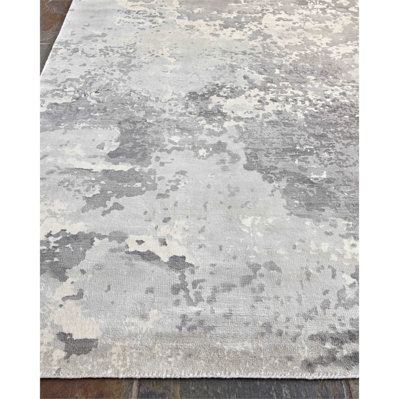 Koda Handloomed Bamboo Silk Silver 10'x14' Area Rug