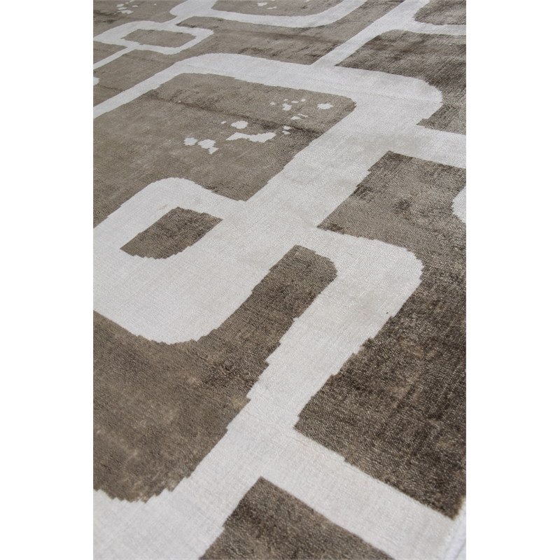 Koda Handloomed Bamboo Silk Brown/Ivory 10'x14' Area Rug