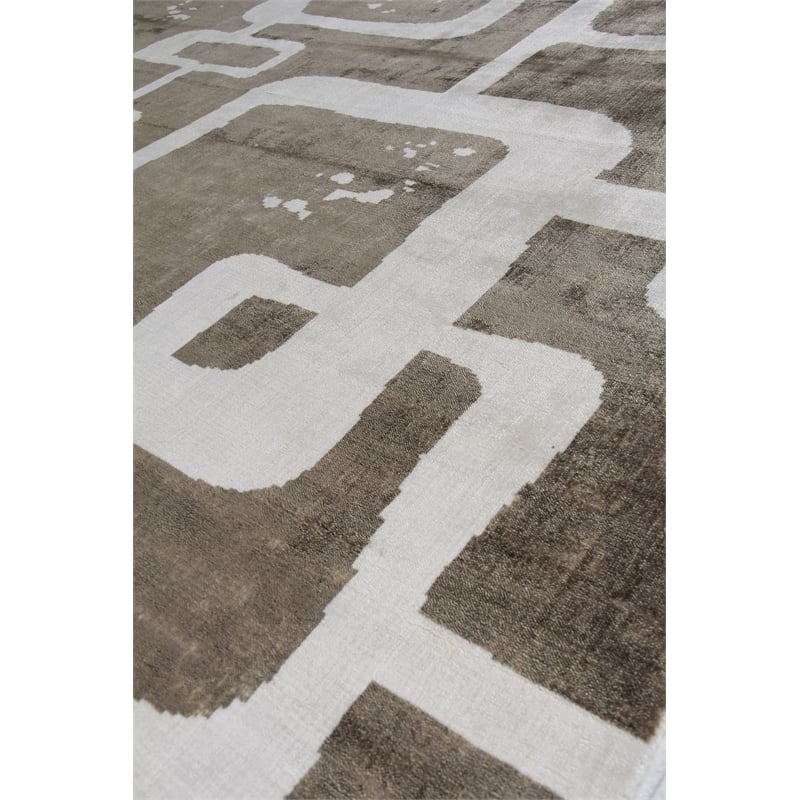 Koda Handloomed Bamboo Silk Brown/Ivory 8'x10' Area Rug