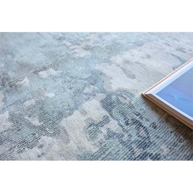 Laguna Handloomed Wool/Bamboo Silk Blue/Multi 4'x6' Area Rug