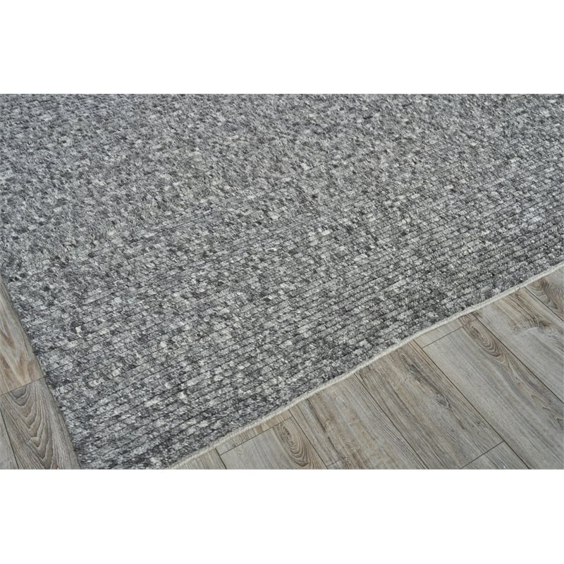 Kaza Handloomed New Zealand Wool Charcoal/Gray 6'x9' Area Rug
