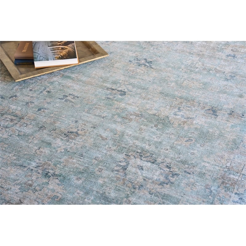 Kensington Handloomed Wool/Bamboo Silk Blue 9'x12' Area Rug