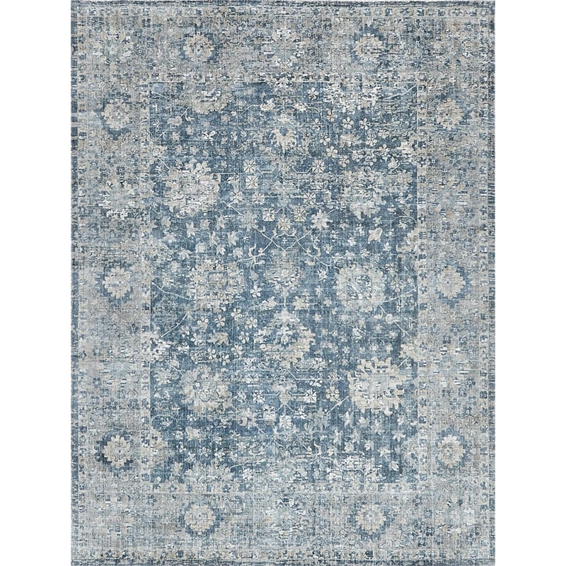 Kensington Handloomed Wool/Bamboo Silk Navy 4'x6' Area Rug