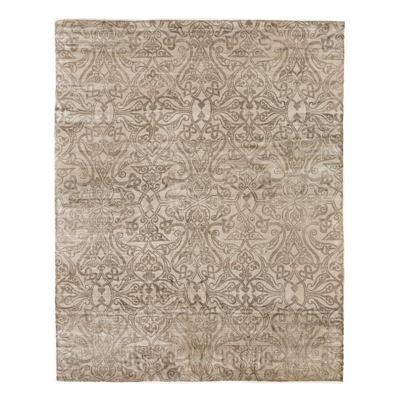 Koda Handloomed Bamboo Silk Beige 8'x10' Area Rug