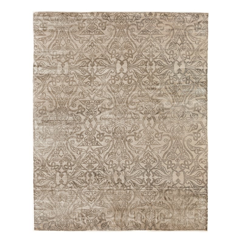 Koda Handloomed Bamboo Silk Beige 9'x12' Area Rug
