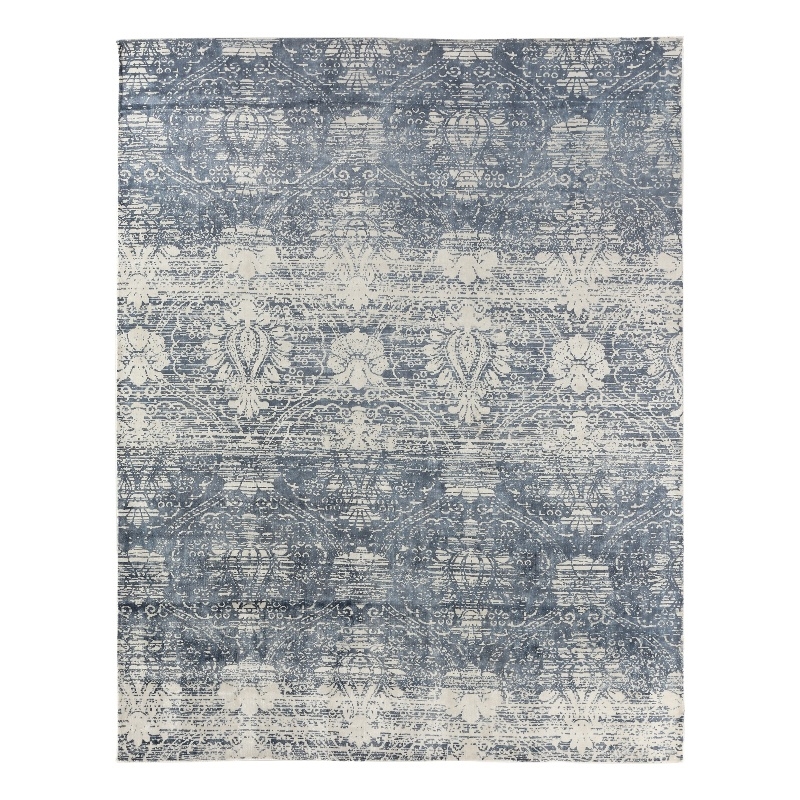 Koda Handloomed Bamboo Silk Blue 8'x10' Area Rug