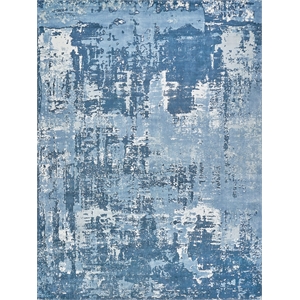 Koda Handloomed Bamboo Silk Blue/Ivory 8'x10' Area Rug