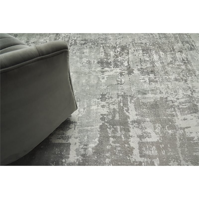 Koda Handloomed Bamboo Silk Gray/Ivory 12'x15' Area Rug