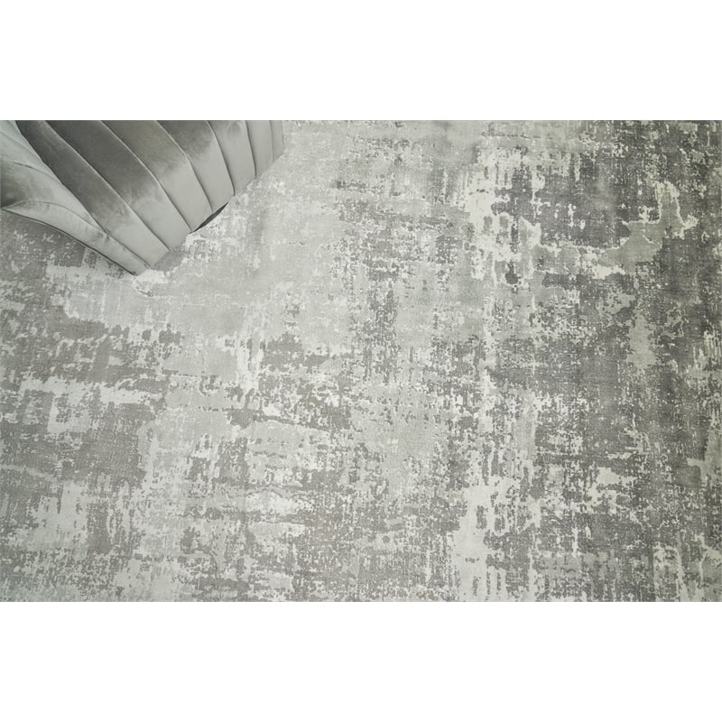 Koda Handloomed Bamboo Silk Gray/Ivory 12'x15' Area Rug