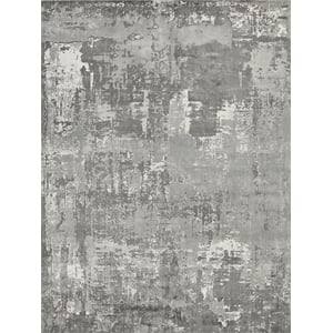 Koda Handloomed Bamboo Silk Gray/Ivory 12'x15' Area Rug