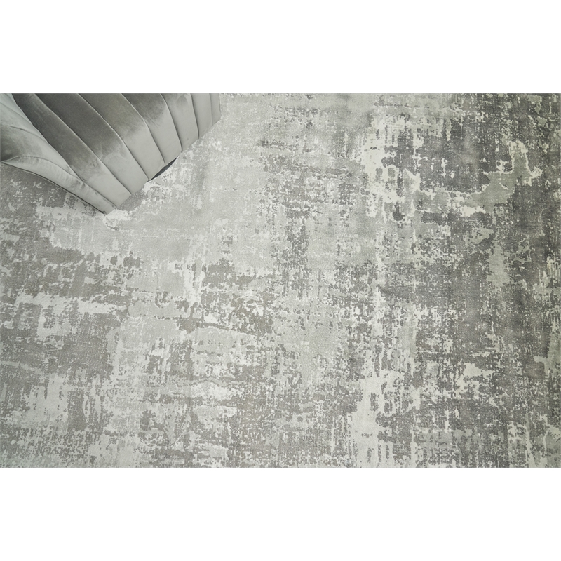 Koda Handloomed Bamboo Silk Gray/Ivory 6'x9' Area Rug