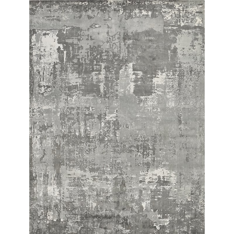 Koda Handloomed Bamboo Silk Gray/Ivory 6'x9' Area Rug