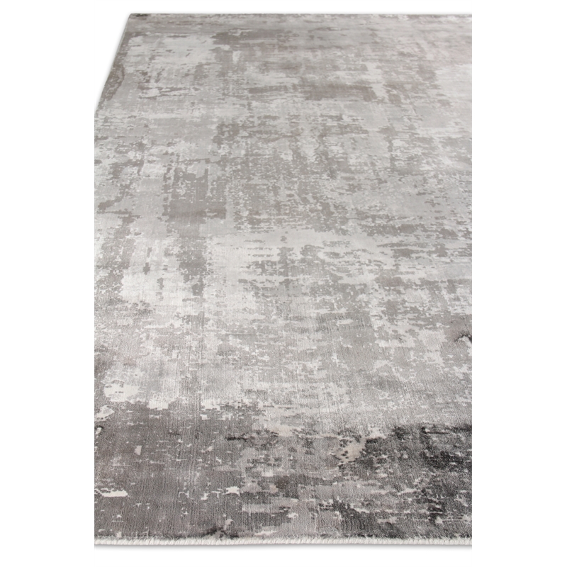 Koda Handloomed Bamboo Silk Gray/Ivory 9'x12' Area Rug