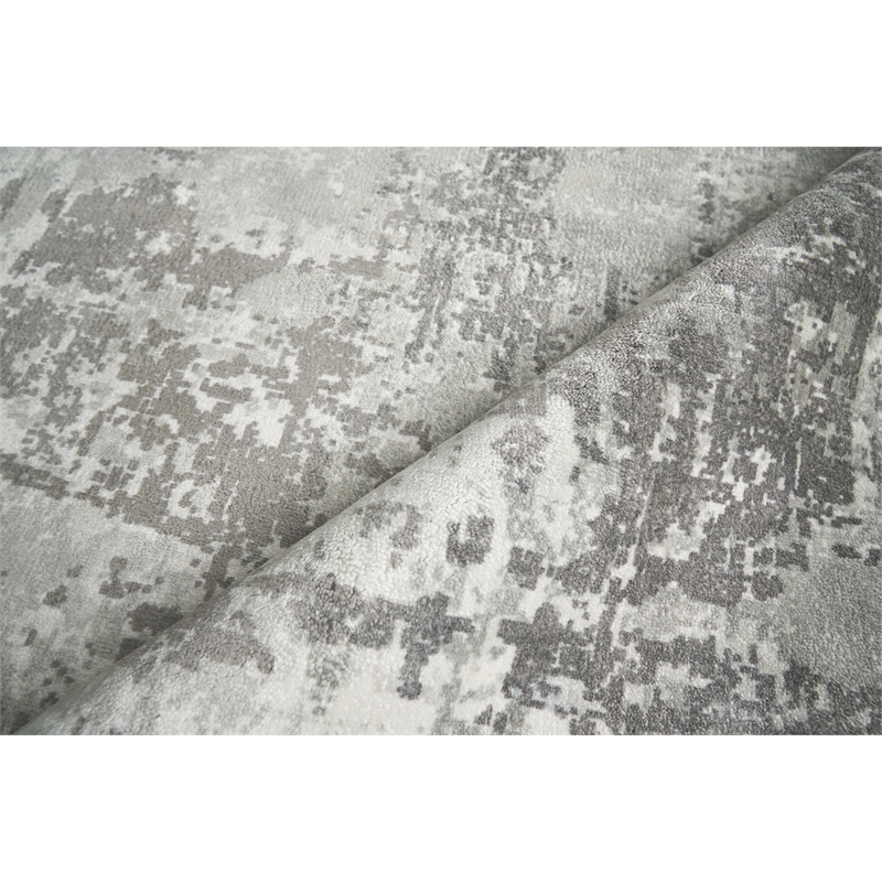 Koda Handloomed Bamboo Silk Gray/Ivory 9'x12' Area Rug