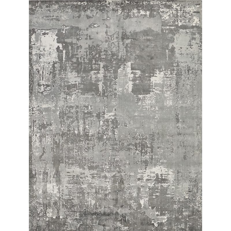 Koda Handloomed Bamboo Silk Gray/Ivory 9'x12' Area Rug