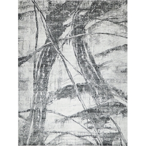 Kyoto Handloomed Wool/Bamboo Silk Silver/Black 14'x18' Area Rug