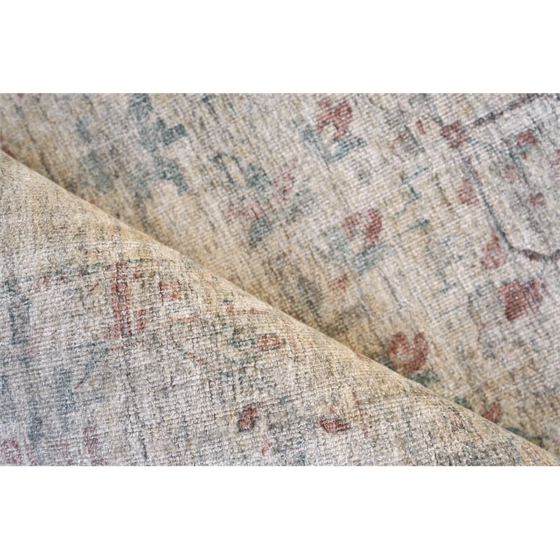 Kensington Handloomed Wool/Bamboo Silk Beige 6'x9' Area Rug
