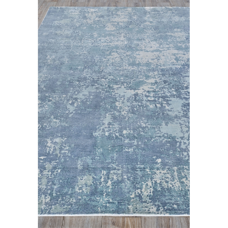 Laguna Handloomed Wool/Bamboo Silk Blue/Multi 10'x10' Square Area Rug