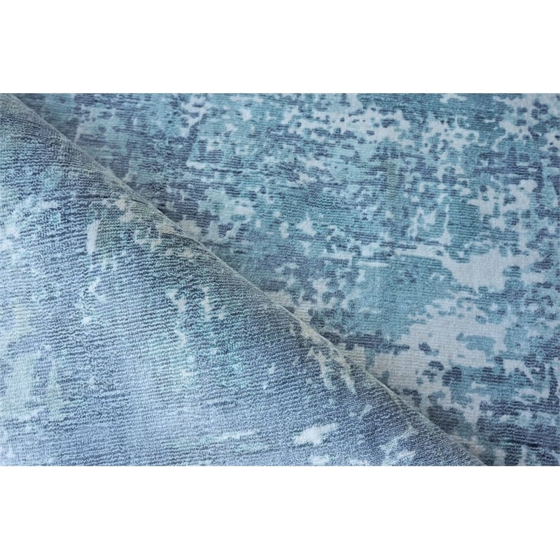 Laguna Handloomed Wool/Bamboo Silk Blue/Multi 10'x10' Square Area Rug