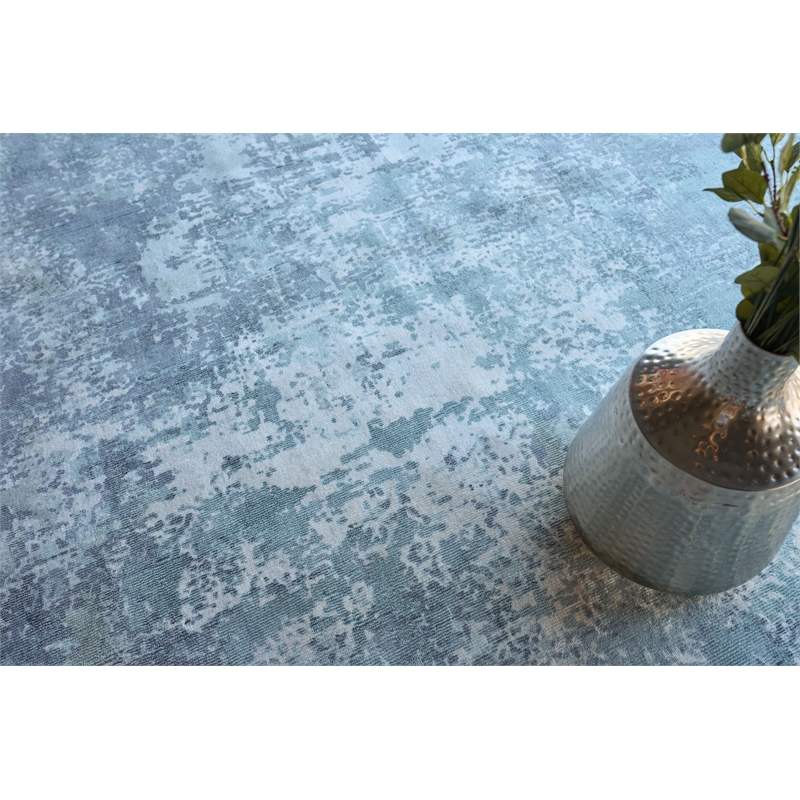 Laguna Handloomed Wool/Bamboo Silk Blue/Multi 10'x10' Square Area Rug