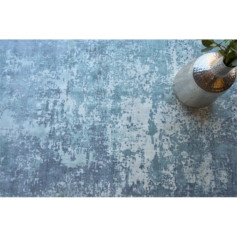 Laguna Handloomed Wool/Bamboo Silk Blue/Multi 10'x10' Square Area Rug