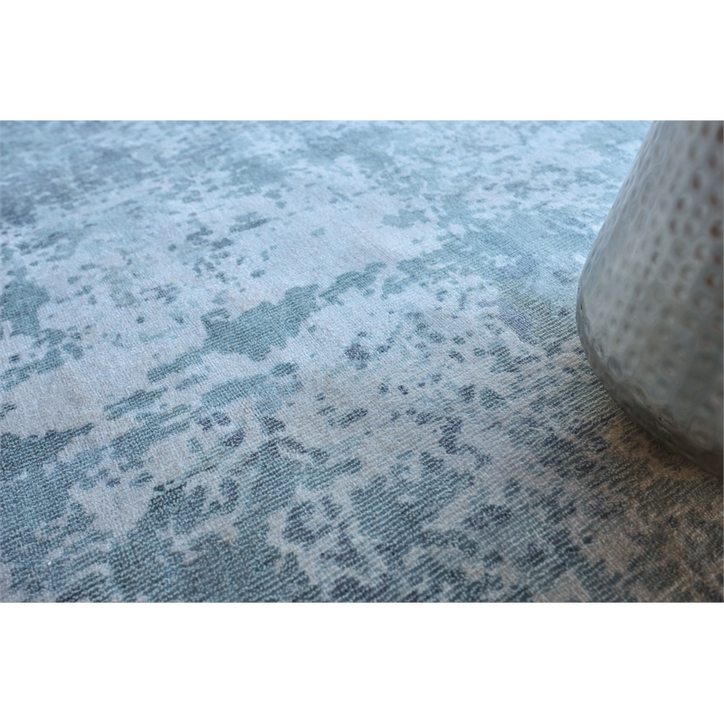 Laguna Handloomed Wool/Bamboo Silk Blue/Multi 10'x10' Square Area Rug