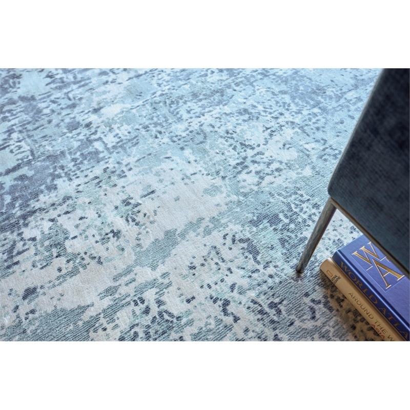Laguna Handloomed Wool/Bamboo Silk Blue/Multi 5'x8' Area Rug