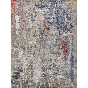 Laureno Hand-Knotted Bamboo Silk Blue/Gray 12'x15' Area Rug