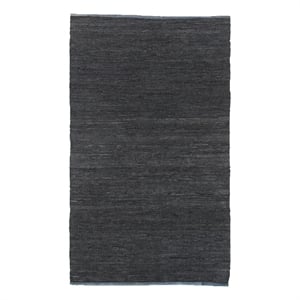 Leather Durry Hand-Tufted Leather Hide Dark Gray 6'x9' Area Rug