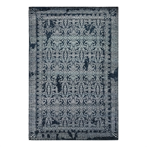 Lexington Hand-Knotted Wool/Bamboo Silk Denim Blue/Light Blue 8'x10' Area Rug
