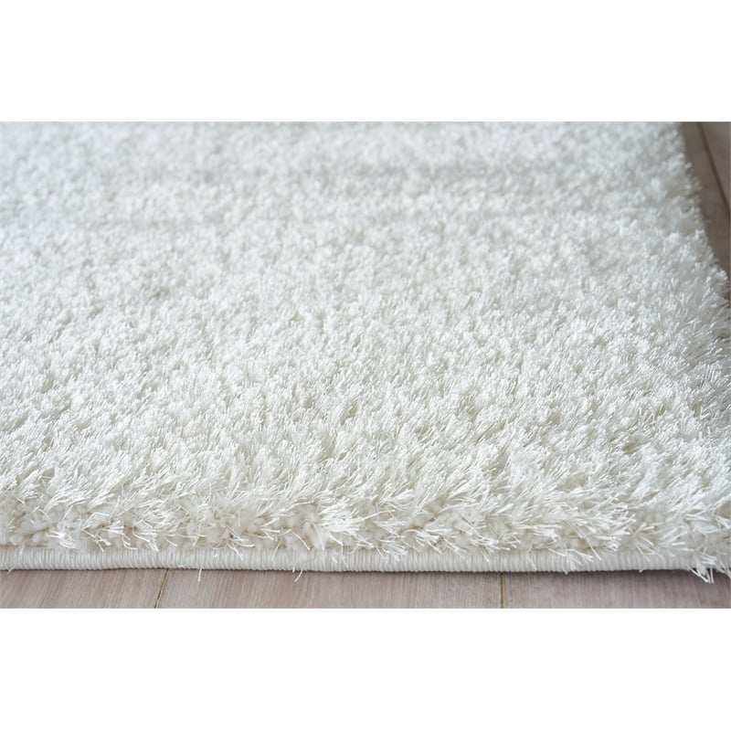Luxe Shag Power Loom Polyester/Microfiber Ivory 10'x14' Area Rug