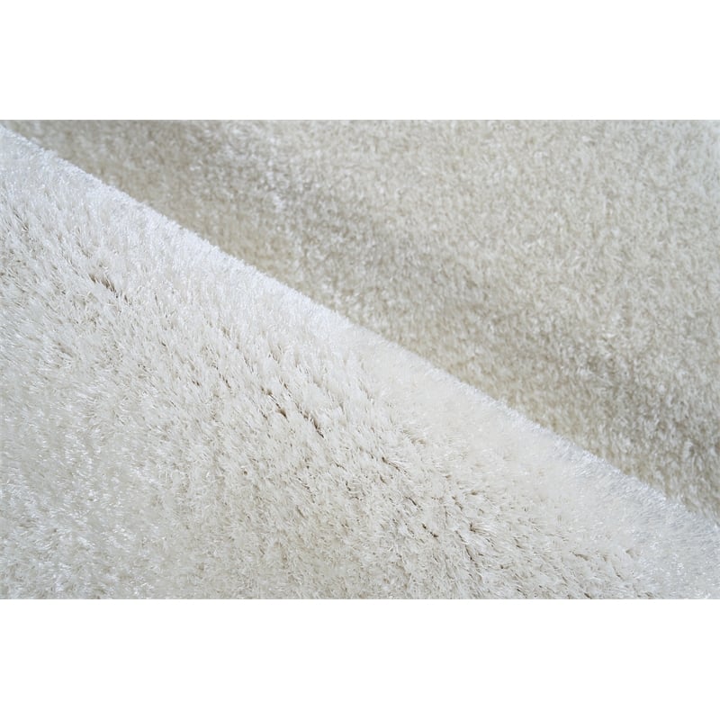 Luxe Shag Power Loom Polyester/Microfiber Ivory 10'x14' Area Rug