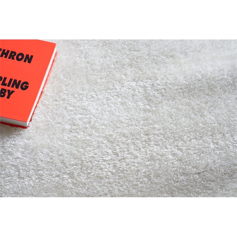 Luxe Shag Power Loom Polyester/Microfiber Ivory 10'x14' Area Rug