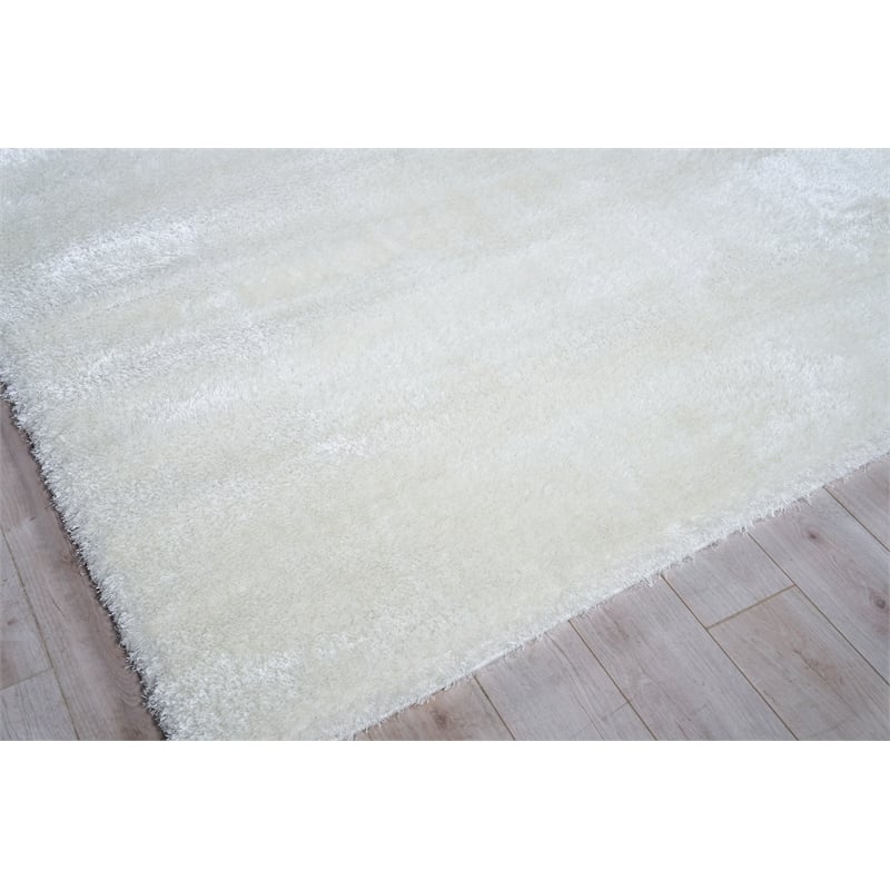 Luxe Shag Power Loom Polyester/Microfiber Ivory 4'x6' Area Rug