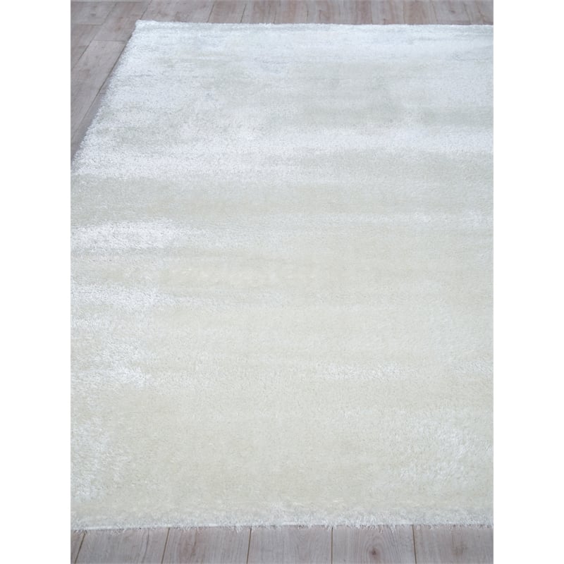 Luxe Shag Power Loom Polyester/Microfiber Ivory 4'x6' Area Rug