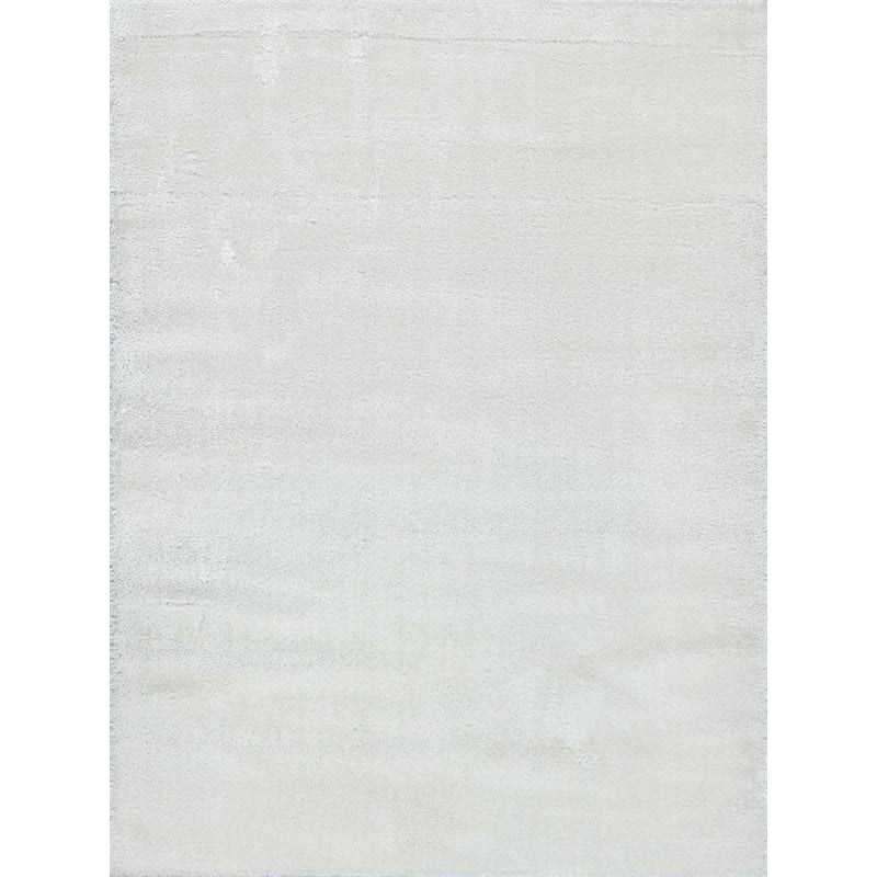Luxe Shag Power Loom Polyester/Microfiber Ivory 4'x6' Area Rug