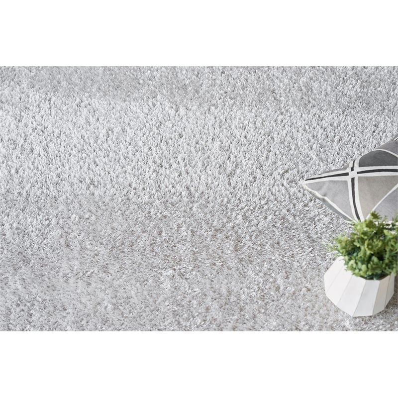 Luxe Shag Power Loom Polyester/Microfiber Taupe 10'x14' Area Rug