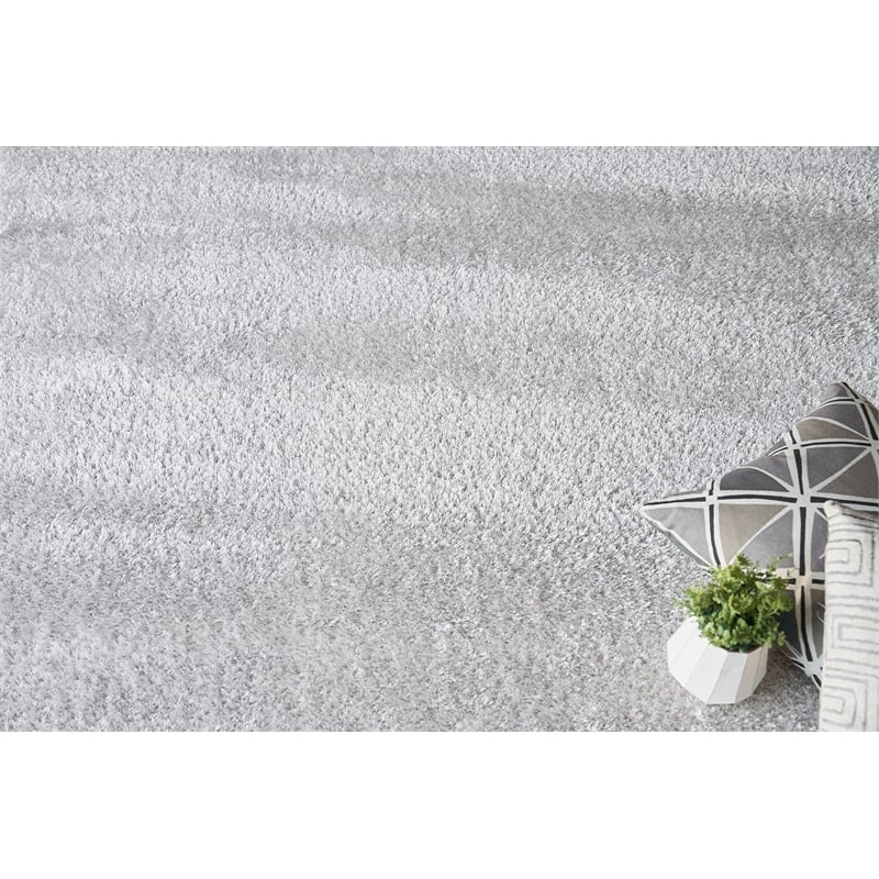 Luxe Shag Power Loom Polyester/Microfiber Taupe 10'x14' Area Rug